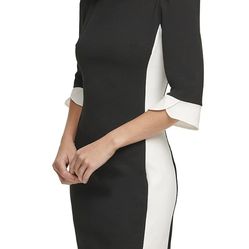 DKNY Black and White Ruffle Sleeve Dress