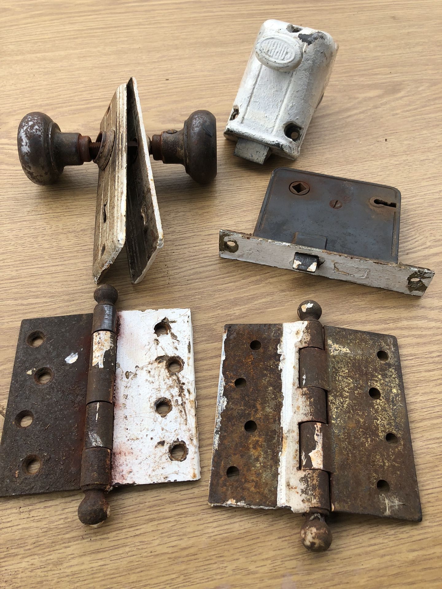 Antique Door Knobs, Corbin Lock/Deadbolt And Hinges From Ole Farm House 50+Years!