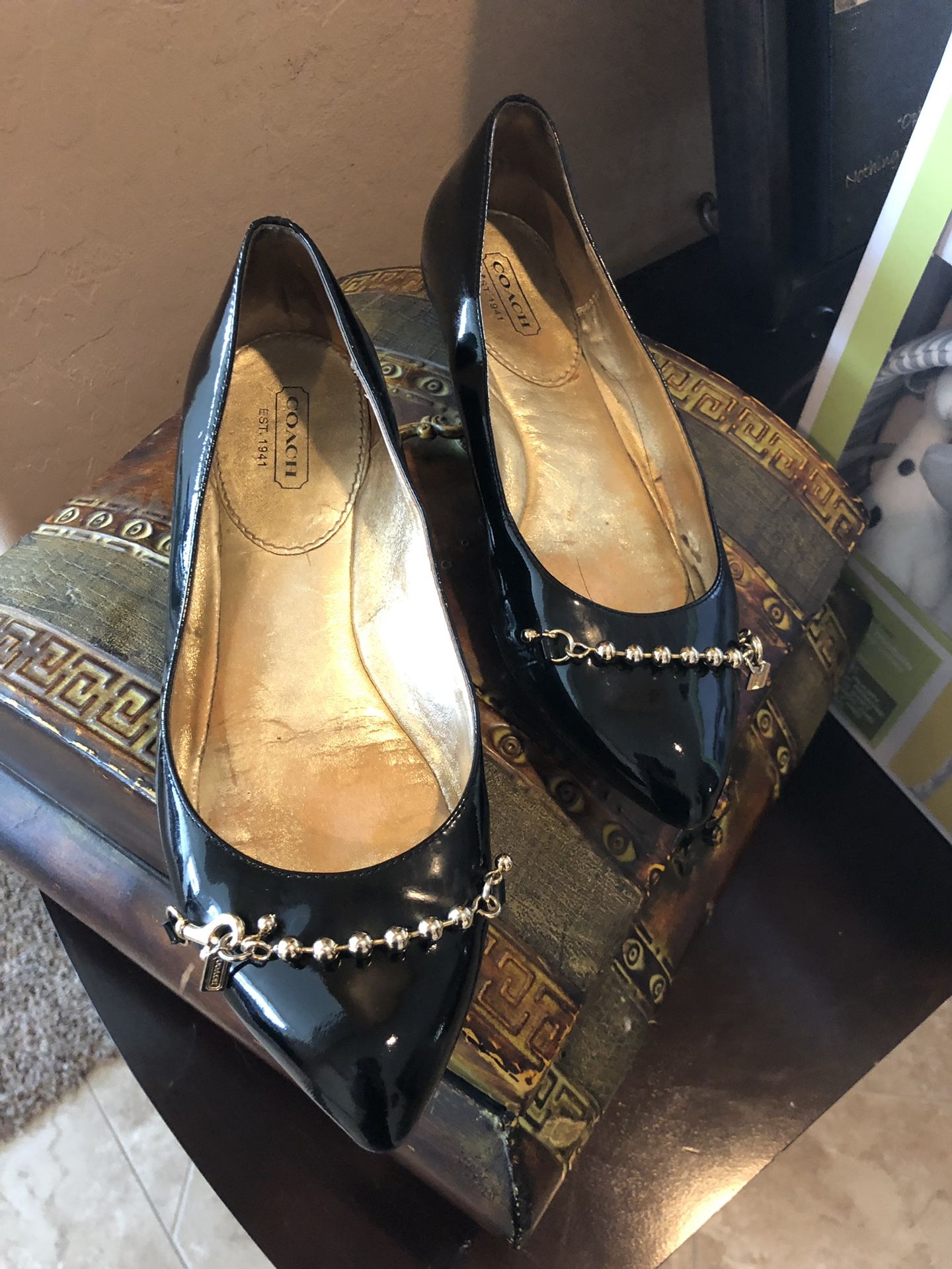 Coach black flats size 6 Cute