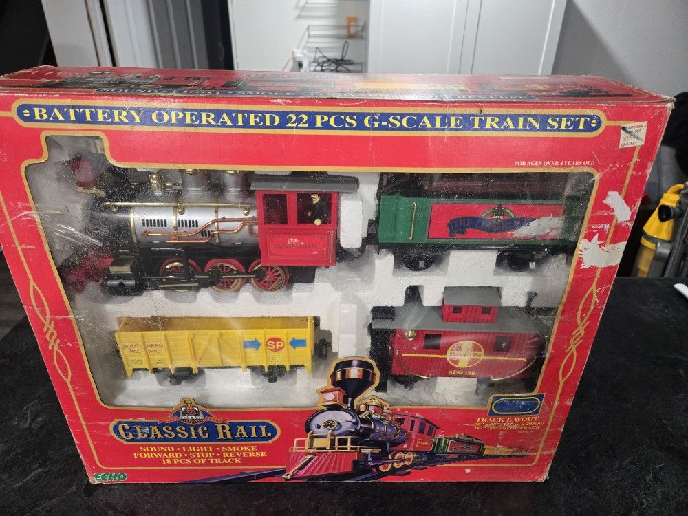 Vintage 1993 Echo Toys Classic Rail Battery Operated G-Scale Train Set