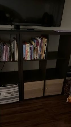 Dark Brown Cube Storage Bookshelf Unit