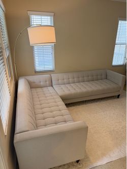 Living Spaces L Shape  Gray Sofa
