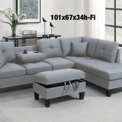 $349 Sectional With Storage Ottoman 