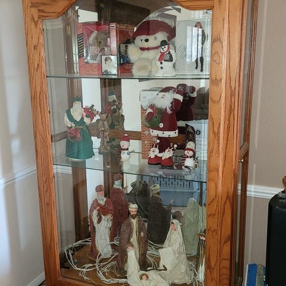  Like New Gorgeous Oak Curio W Side Opening And Clear Front  43w X  79h X  16d