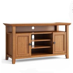 Brand New Project 62 Amherst 54" Light Golden Brow Wood Tv  Stands Fit  TVs Up 60" In Storage Doors