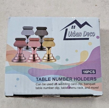 Urban Deco 16 Pieces Table Card Holder 1.7 Inches. Gold Steel Card Hplders For Photo