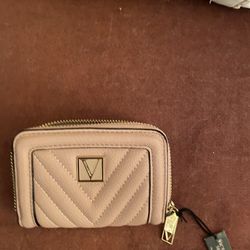 Brand New VS Blush Colored Zipper Small Wallet With Card Slots