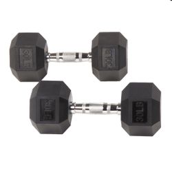 Rubber Encased Hex Dumbbells, 30 lbs Pair, new!!