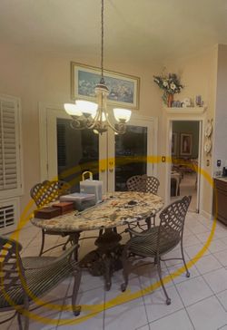 Free granite table and 4 metal chairs