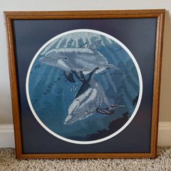 Embroidered Dolphin Beaded Artwork 