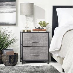 End/Side Table Night Stand with 2 Removable Fabric Drawers - Organizer for Bedroom, Living Room, Closet - Hold Clothes, Linens, Accessories, Graphite 