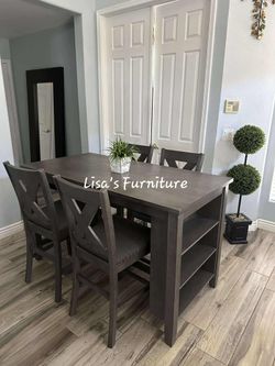 Beautiful gray counter height dining table