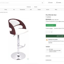 LumiSource Pino ADJUSTABLE BAR STOOLS / BAR CHAIRS / SWIVEL BAR STOOLS Chrome, Cherry, White