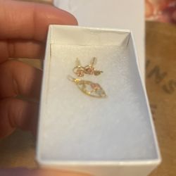 Black Hills Gold Rose Pendant And Earrings Set 12k 