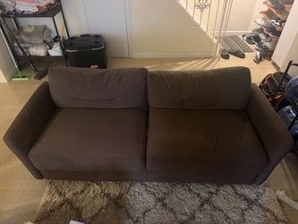 Dark Brown Fabric Two-Seat Sofa with cushion