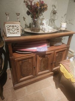 Antique Trolley Buffet with Marble Top