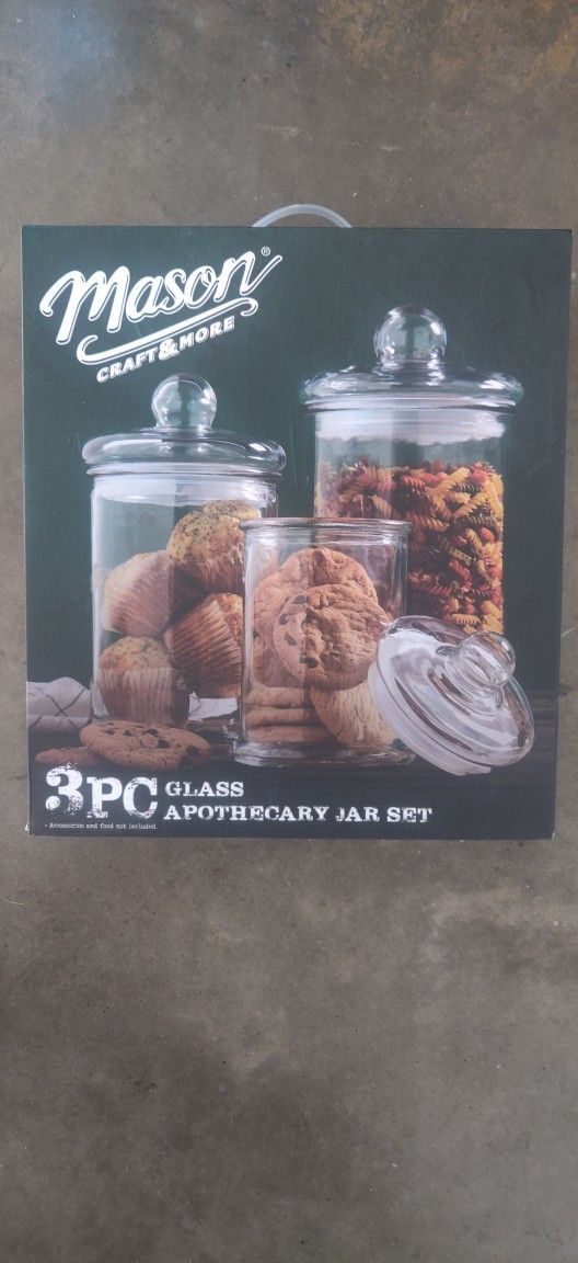 3 New Glass Jar Set