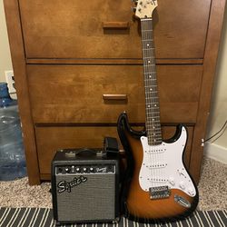 Squier Stratocaster Electric Guitar and Amp