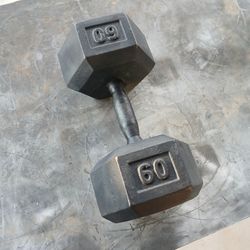 SINGLE 60lbs Cast Iron Hex Dumbbell
