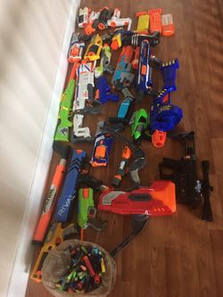 Kids Nerf gun toys in working conditions with billets