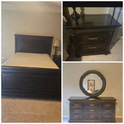 Bedroom Set With One Night Stand Dresser Mirror And Headboard And Footboard