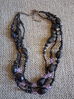 Vintage Black and Lilac Multi Strand Necklace