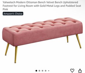 Pink Velvet Tufted Storage Bench with Gold Legs
