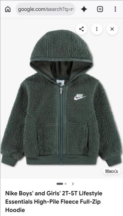 Nike Boys and Girls Fleece Full-Zip Hoodie 2T & 4T NEW Price Firm Corona92879