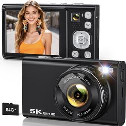 5K Digital Camera for Photography with 6X Optical Zoom, Autofocus 96MP Vlogging Camera for YouTube Video with Dual-Lens, Compact Point and Shoot Trave