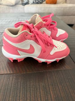 Nike Kids Pink and White Baseball Cleats