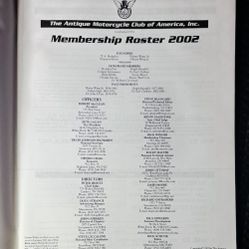 VINTAGE 2000 AMCA Antique Motorcycle Club Membership Roster
