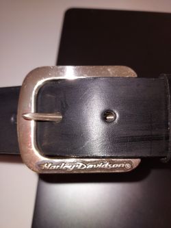Ladies Harley Davidson Black Leather Belt And Buckle