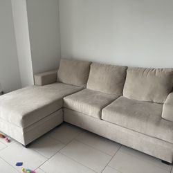 Sand Beige Sectional Sofa w/ Reversible Chaise 