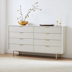 Williams Sonoma Home Quinn 8-Drawer Dresser – White / Antique Brass – $2,100 Retail