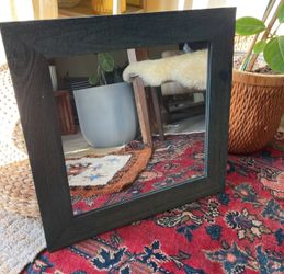 Rare Y2k Farmhouse Style IKEA blue distressed Wood Square 23” Wall Mirror