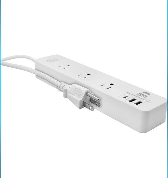 WBM Extension Cord Socket 5.9 ft 10 A, Power Strip with 2 USB Ports and 1 Type C Plug
