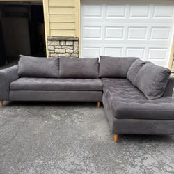 Clean Gray Sectional Free Delivery Available