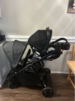 Graco Ready2Grow Double Stroller + Graco SnugRide Lite LX Infant Car Seat Black