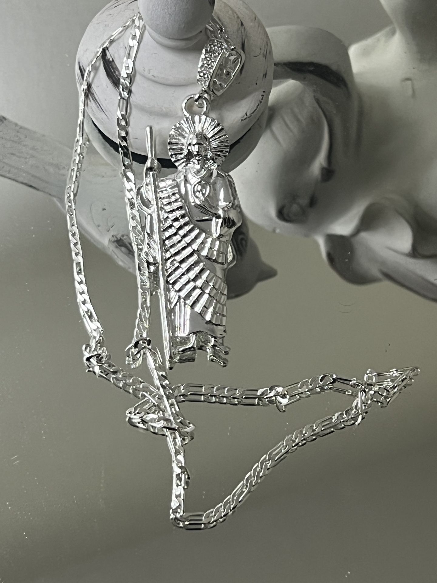 Saint Jude Silver Plated Pendant With Chain Necklace 22” 3mm