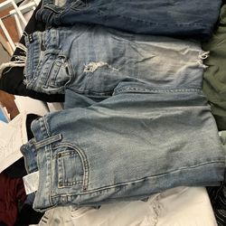 Girls Jeans 1 White 1 Light Blue And 1 Dark Blue 