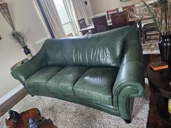 Green Italian Leather Couch