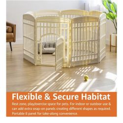 Amazon Basics Portable Indoor/ Outdoor Dog Playpen, 8-Panel Octagonal Exercise Pen with Door