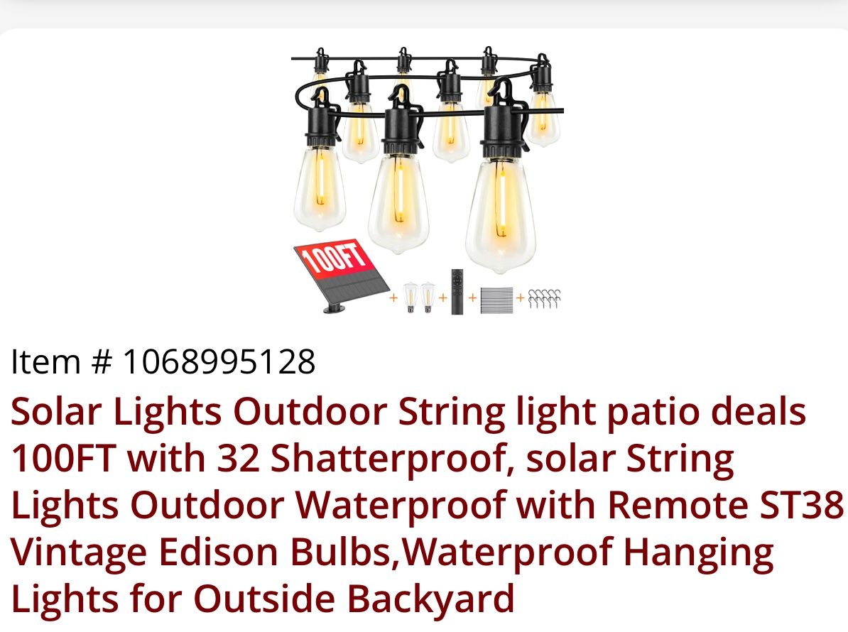100’ Solar String Lights 2 Available 