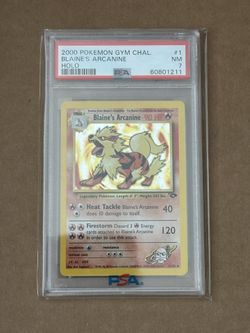 2000 Pokémon Gym Chal Blaine’s Arcanine Holo #1 PSA 7 NM