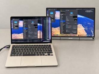 MacBook Air M2 8GB/256GB + 15.6" Portable Monitor - Cracked Screen, Full Setup