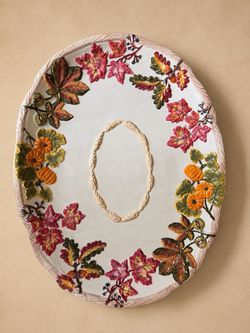 Large Fall Harvest Ceramic Serving Platter 18.5” x 14.5”