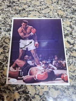 Muhammad Ali Autographed 8x10 JSA LOA Over Sonny Liston