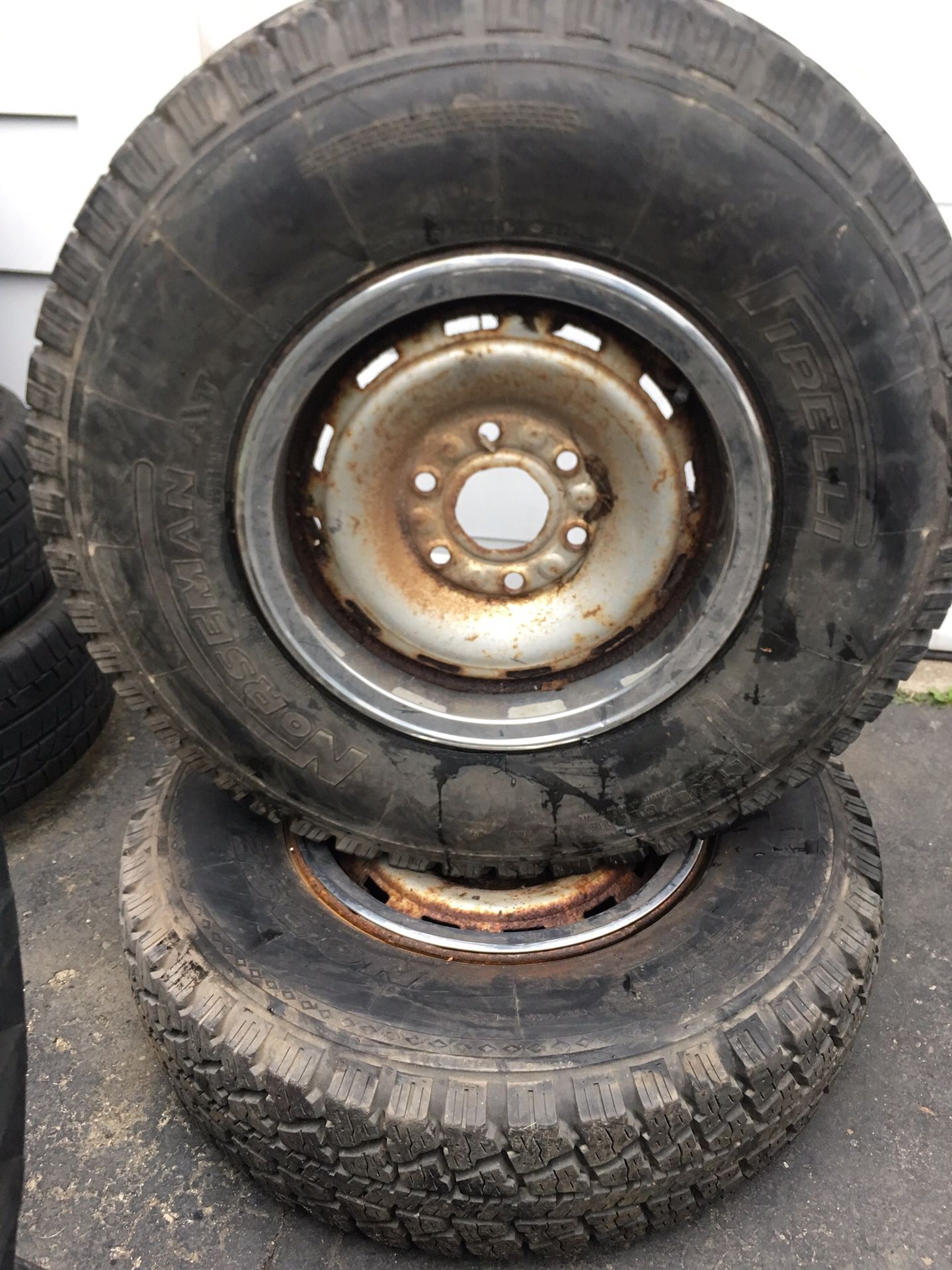 (2) 235/85/16 Pirelli Norseman A/T Tires - $80