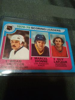 Vintage 1978-79 hockey Topps/scoring leaders- Brian trottier,Marcel Dionne,guy lafleur (mint condition)