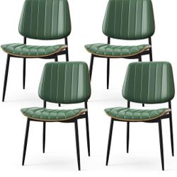 Four Dark Green Dining Chairs
